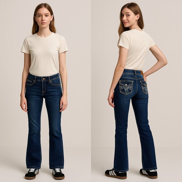 HYDRAULIC✨ LOLA CURVY Low-Rise Bootcut Jeans 👖 Embroidered Bling Size 5/6 - Picture 4 of 16